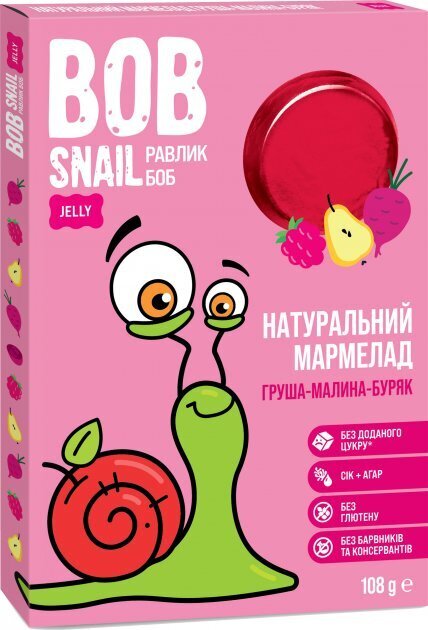 Мармелад Bob Snail Jelly грушево-малиново-буряковий, 108 г