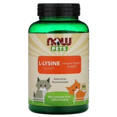 L-лізин NOW Pets L-Lysine для котів порошок, 226,8 г