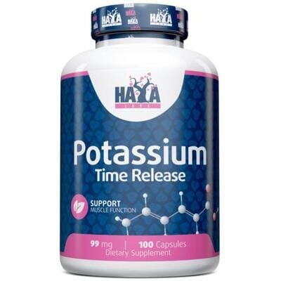 Калій повільного вивільнення Haya Labs Potassium Time Release 99 мг, 100 веганських капсул