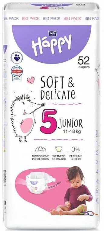 Підгузки Bella Baby Happy Junior, розмір 5, вага 11-18 кг, 52 шт
