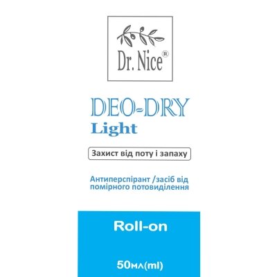 Дезодорант-антиперспірант кульковий Dr.Nice Light від помірного потовиділення, 50 мл