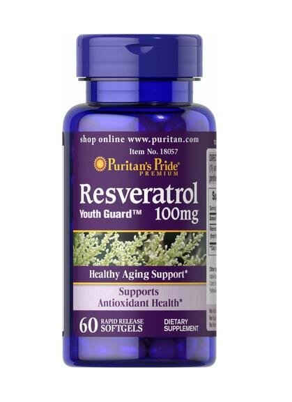 Ресвератрол Puritan's Pride Resveratrol 100 мг, 60 капсул