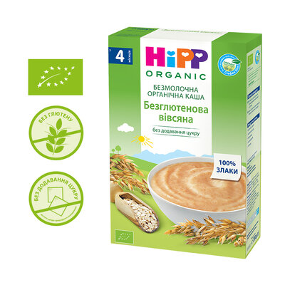 Каша безмолочна HiPP органічна безглютенова Вівсяна, з 4 місяців, 200 г