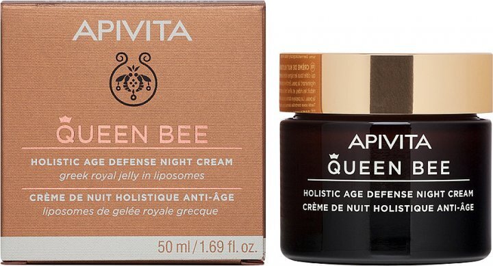Крем для обличчя Apivita Queen Bee нічний для комплексного захисту від старіння, 50 мл