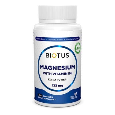 Магній і вітамін В6 Biotus Magnesium with Vitamin B6 екстра сильний капсули №100
