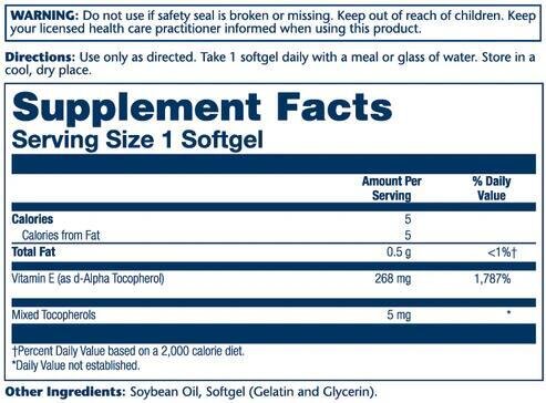 Вітамін Е Solaray Vitamin E d-Alpha Tocopherol, 50 капсул