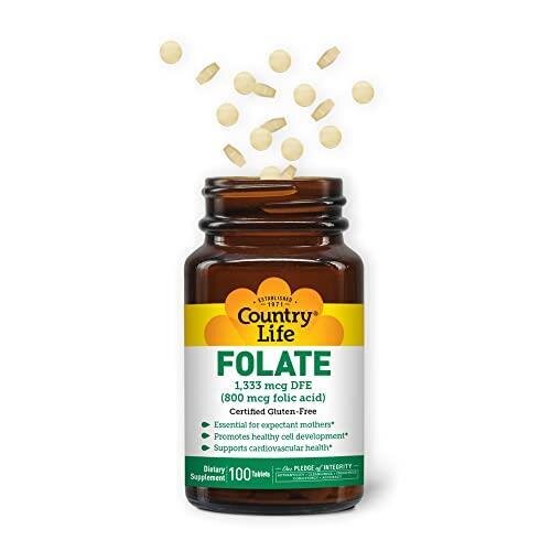 Фолієва кислота Country Life Folic Acid 800 мкг, 100 таблеток