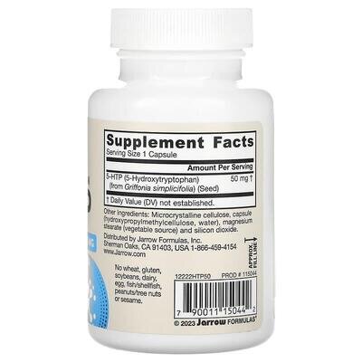 5-HTP Jarrow Formulas 50 мг, 90 вегетаріанських капсул