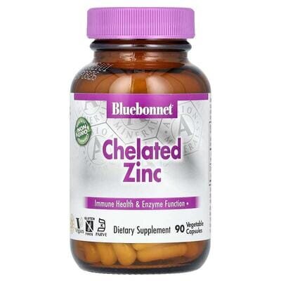 Цинк хелатний Bluebonnet Nutrition Chelated Zinc , 90 рослинних капсул