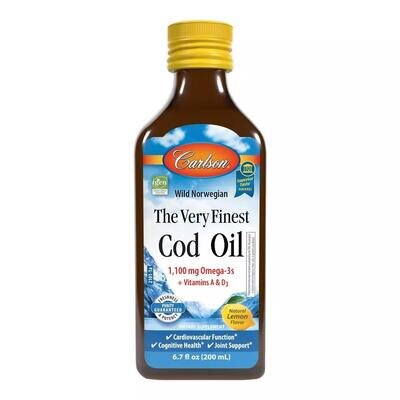 Риб'ячий жир з печінки Дикої Норвезької Тріски Carlson Labs The Very Finest Fish Oil, 200 мл