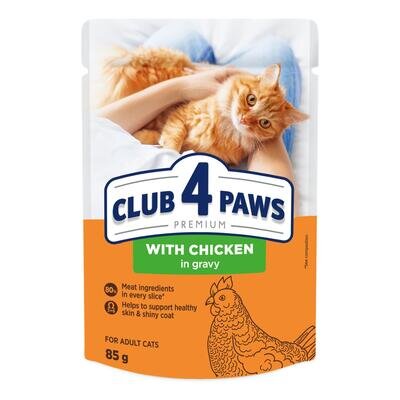 Корм вологий Club 4 Paws для дорослих кішок з Куркою в соусі Преміум, 85 г