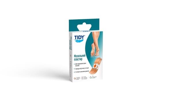 Пластир мозольний Tidy для видалення сухих мозолiв, 2 см х 6 см, 5 штук