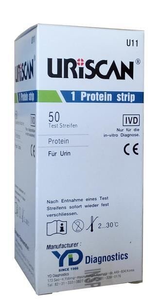 Тест-смужки URISCAN U11 Protein strip для дослідження сечі (білок), 50 штук у флак.