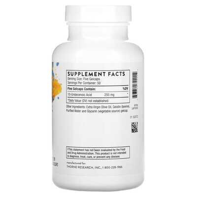 Формула SF722 (Ундециленова Кислота) Thorne Research Undecylenic Acid (Formula SF722) капсули №250