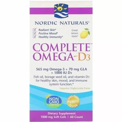 Омега-3D Комплекс Nordic Naturals Complete Omega-D3 смак лимону, 60 капсул