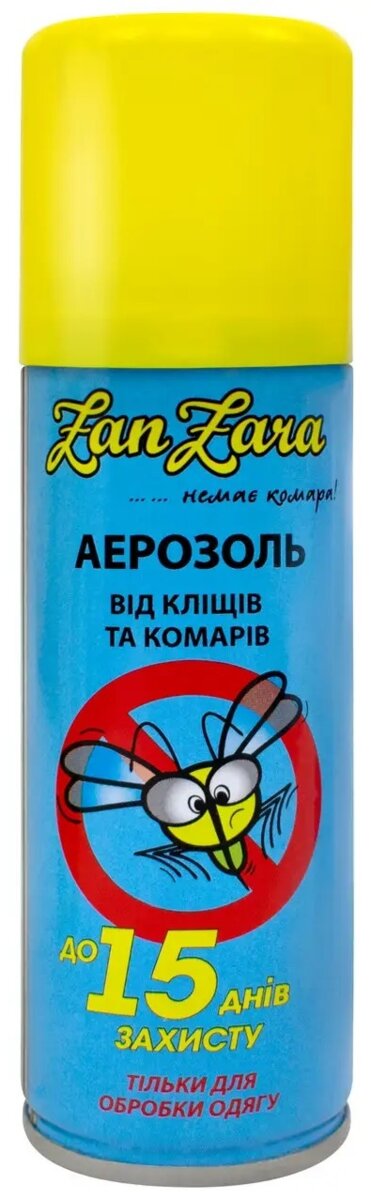 Аерозоль-репелент Zanzara від кліщів та комарів, Захист до 15 діб, 100 мл