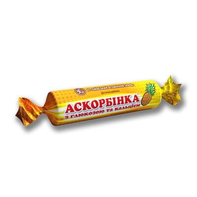 Аскорбінка з глюкозою та кальцієм таблетки зі смаком ананасу 10 таблеток