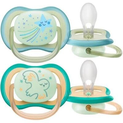 Пустушка силіконова Philips Avent Ultra Air Nighttime SCF376/18, 0-6 місяців, 2 шт