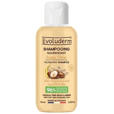 Шампунь Evoluderm для сухого та пошкодженого волосся живильний з аргановою олією, 100 мл