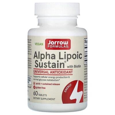 Альфа-ліпоєва кислота з біотином Jarrow Formulas Alpha Lipoic Sustain with Biotin 300 мг, 60 таблеток