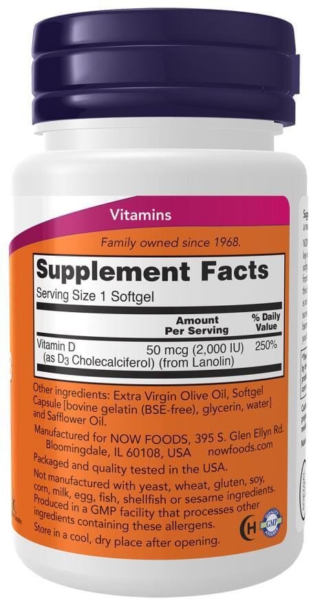 Вітамін Д-3 NOW Vitamin D-3 2000 MО м'які капсули №240