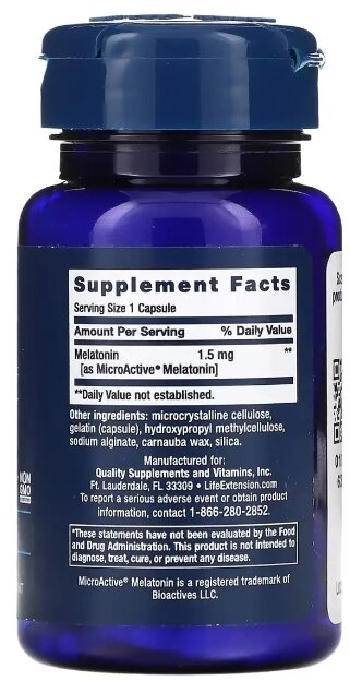 Мелатонін Life Extension Melatonin IR/XR, 60 капсул
