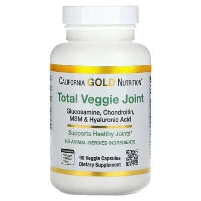 Глюкозамін, хондроїтин, МСМ та гіалуронова кислота California Gold Nutrition Total Veggie Joint, 90 веганських капсул