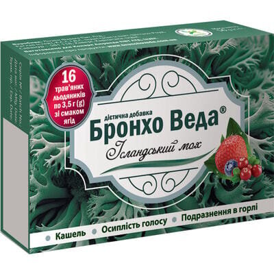 Бронхо Веда Ісландський мох льодяники зі смаком ягід №16
