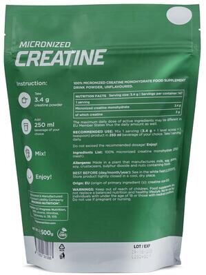 Креатин моногідрат Progress Nutrition Micronized Creatine без смаку, 500 г