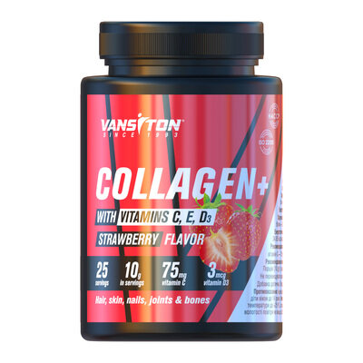 Натуральна добавка Vansiton Collagen + (колаген + вітаміни С, Е, D3), 250 г