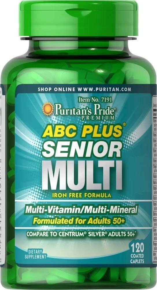 Вітамінно-мінеральний комплекс 50+ Puritan's Pride ABC Senior Multivitamin MultiMineral Formula, 120 каплет