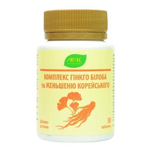 Комплекс Гінкго Білоба та Женьшеню Корейського, таблетки №30 у флаконі