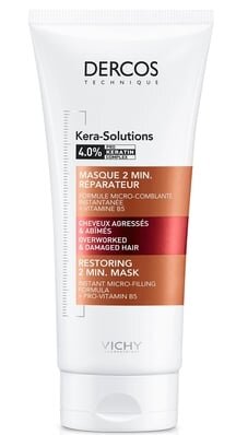 Маска Vichy Dercos Kera-Solutions 2-хвилинна відновлююча з комплексом Про-Кератін відновлення поверхні волосся, 200 мл